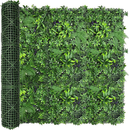 Artificial Green Boxwood Grass Wall Roll: 60"x128" UV Protected Ivy Privacy