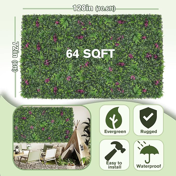 Greenery Grass Wall Boxwood Plant Roll: 72"x128"(64 SQFT