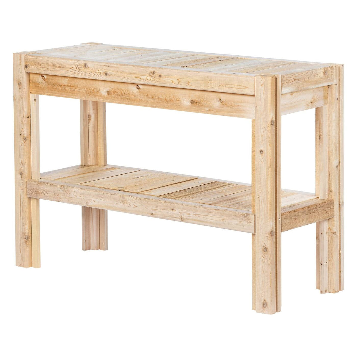 2 Tier Adjustable Cedar Wood Multipurpose Storage Shelves - Made In USA