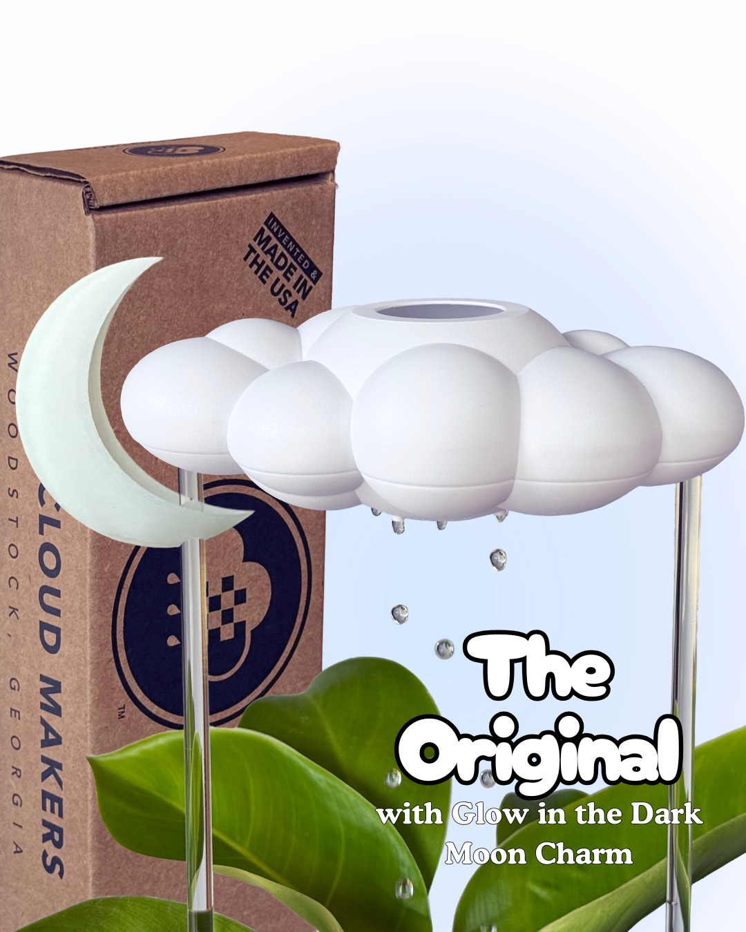 Original Dripping Rain Cloud with Glow in the Dark Moon Charm