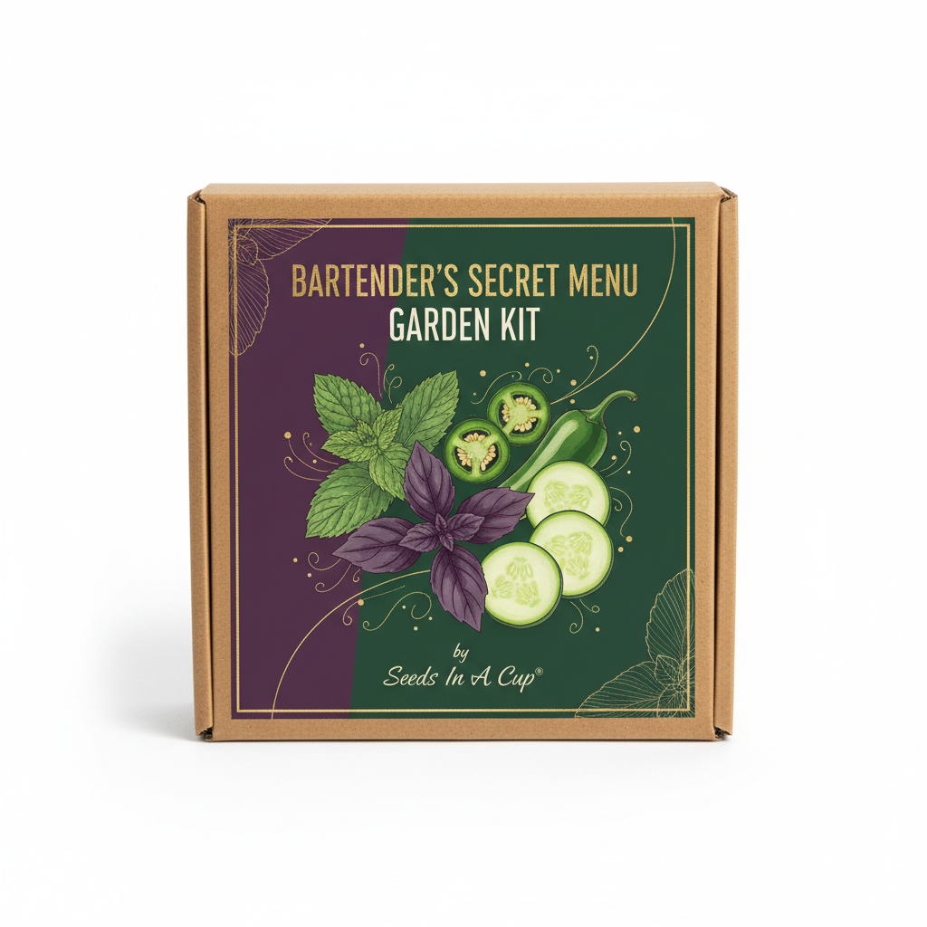 Bartender's Secret Menu Garden Kit | Mint, Basil, Jalapeno Pepper & Cucumber | Seeds In A CupÂ®