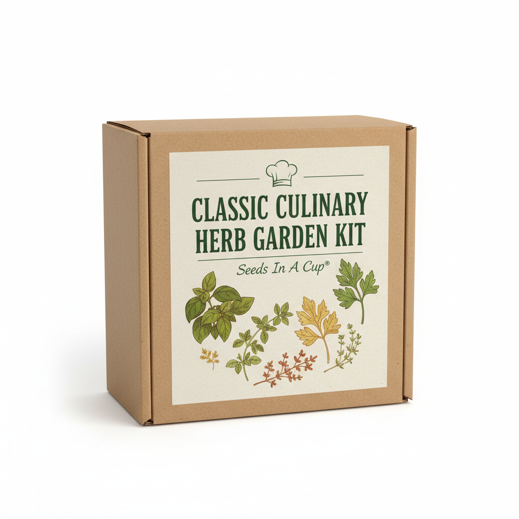 Classic Culinary Herb Garden Kit | Basil, Oregano, Parsley & Thyme | Seeds In A CupÂ®