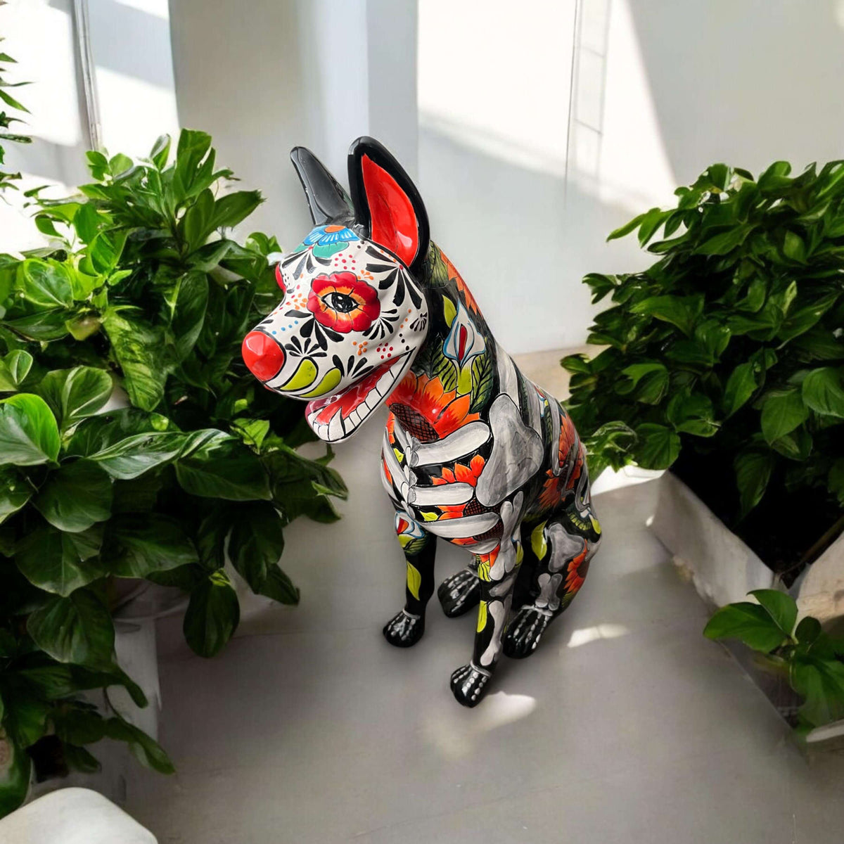 Day of the Dead Talavera Dog Statue | Vibrant Mexican Ceramic Sculpture