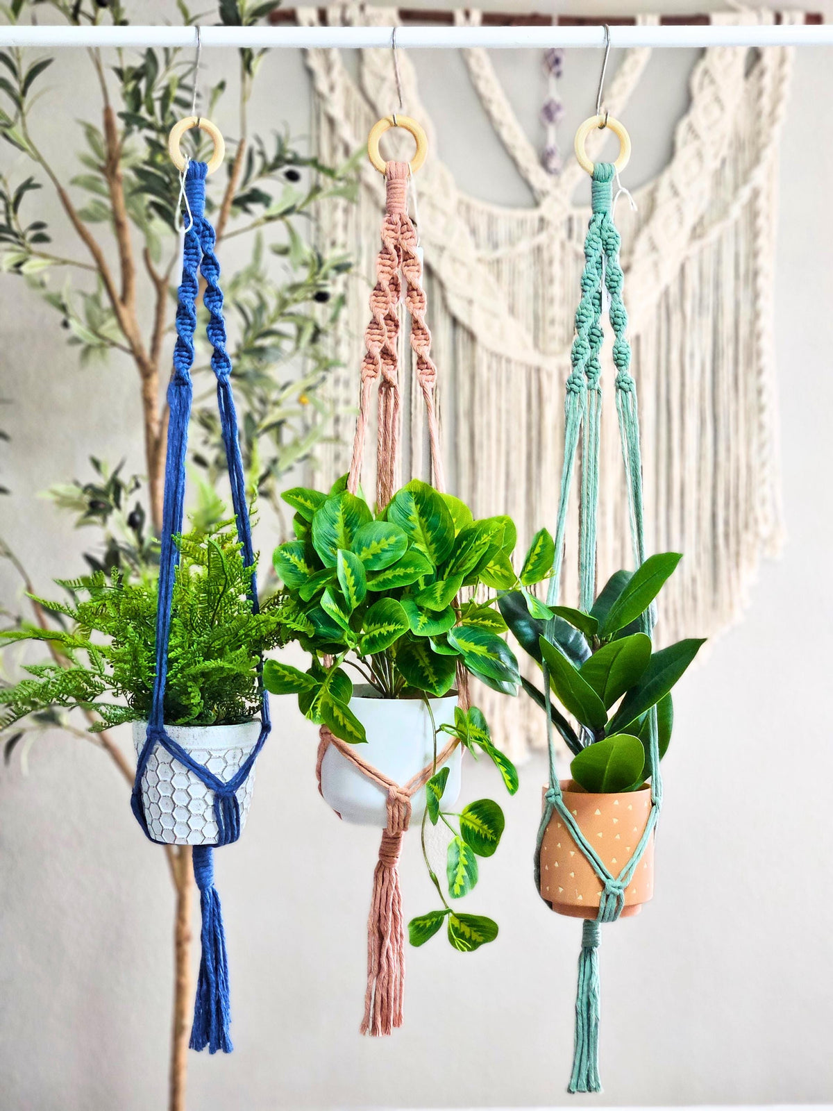 Macrame plant hangers. Spiral design. made to order
