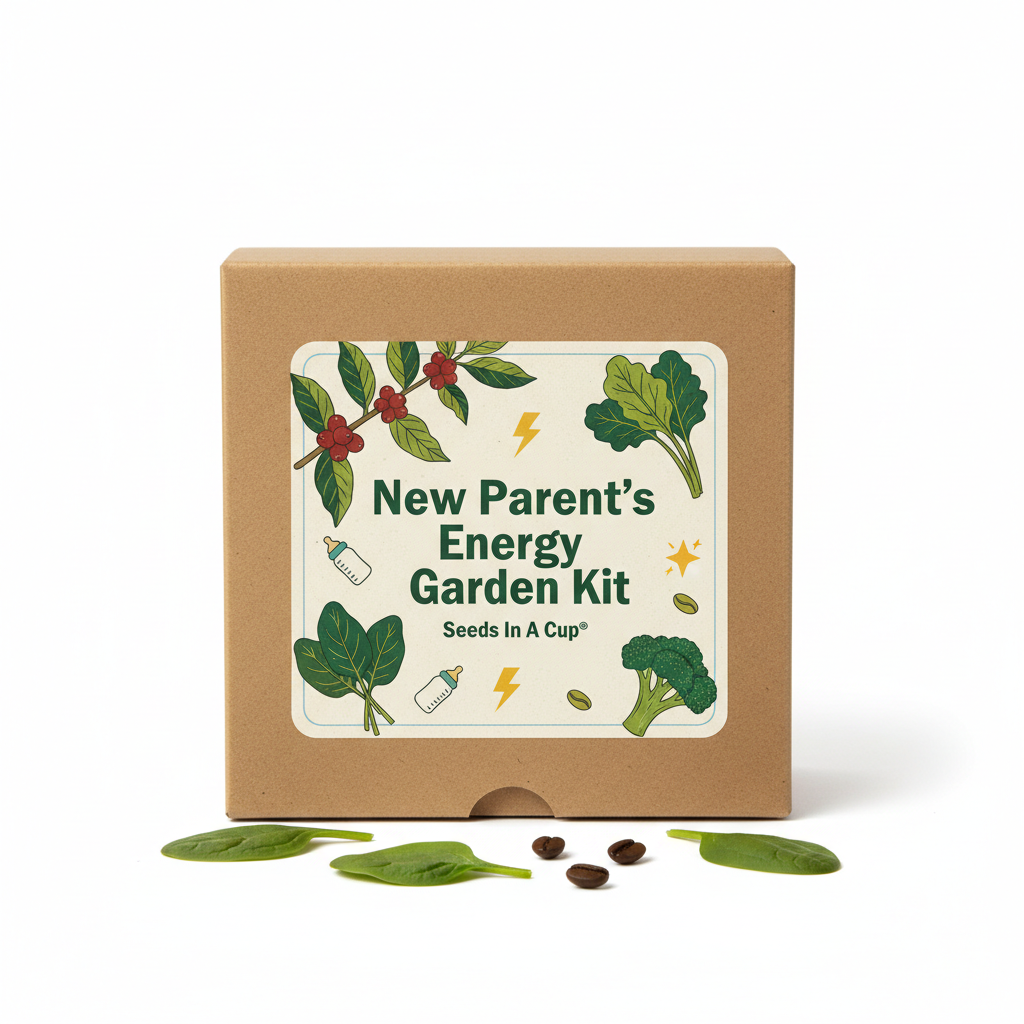 New Parent's Energy Garden Kit | Coffee Arabica, Spinach, Kale & Broccoli | Seeds In A CupÂ®