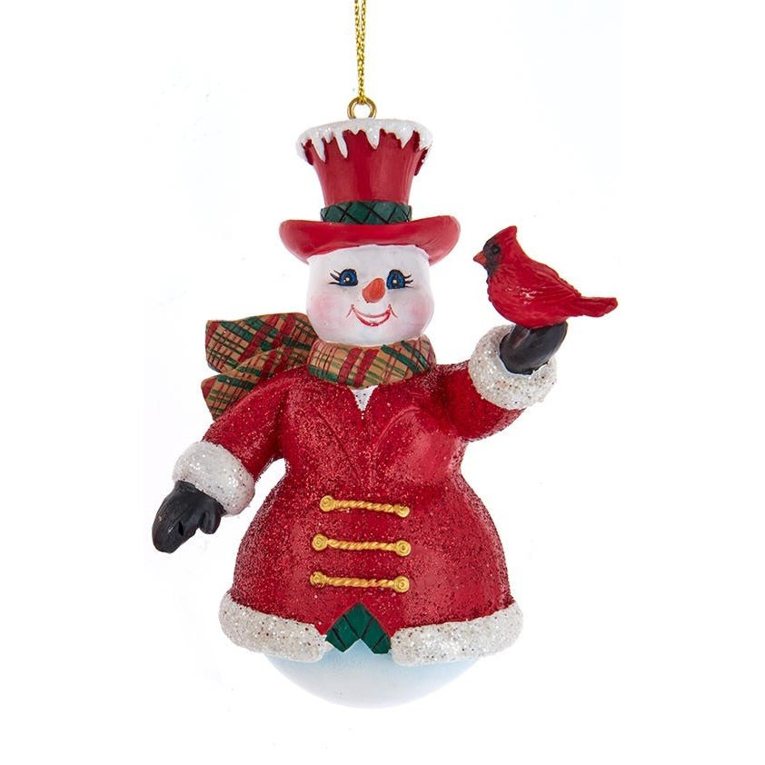 Tophat Snowman Ornament - Cardinal