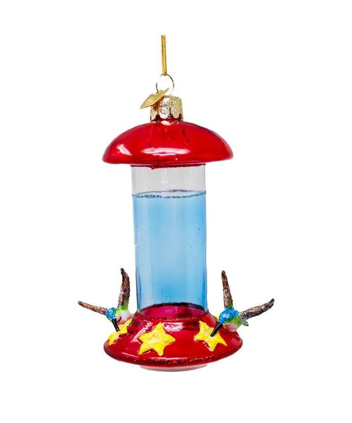 Glass Hummingbird Feeder Ornament